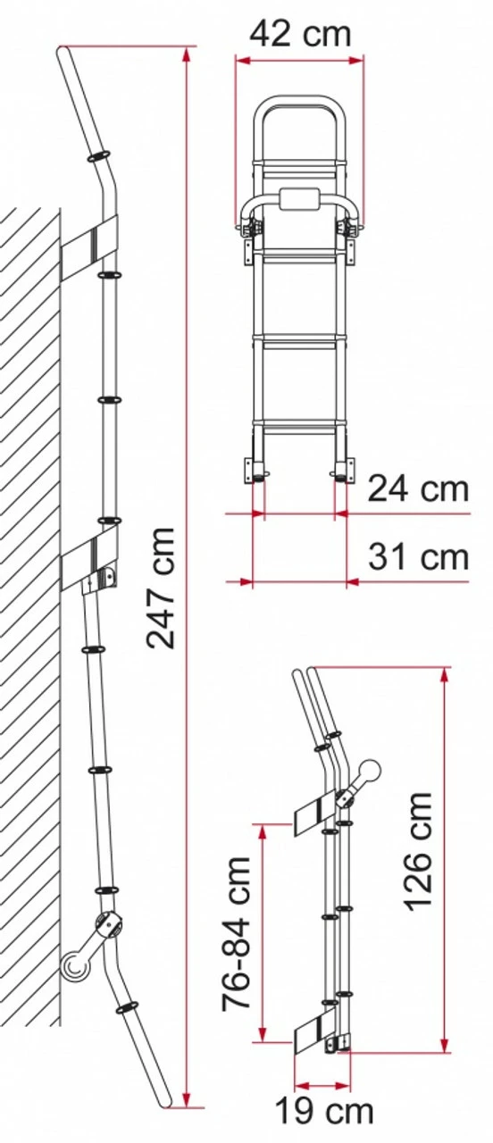 Fiamma Deluxe 8 Exterior Campervan & Motorhome Ladder - Image 3