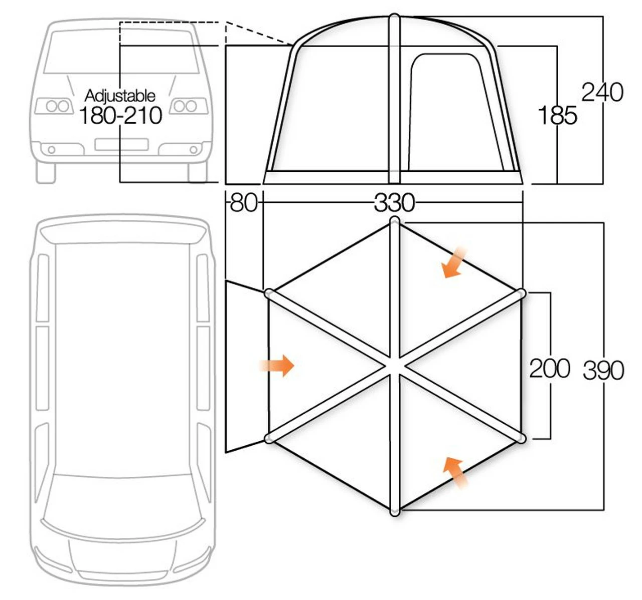 Vango Airhub Hexaway II Campervan Drive Away Awning - Image 14