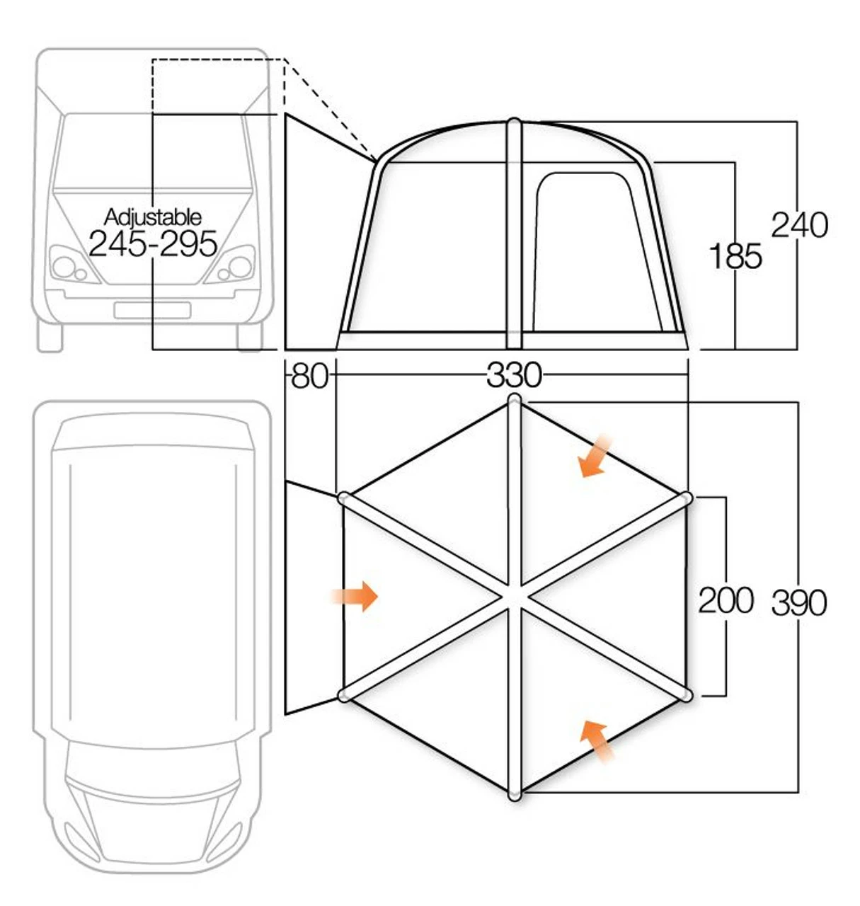 Vango Airhub Hexaway II Campervan Drive Away Awning - Image 15